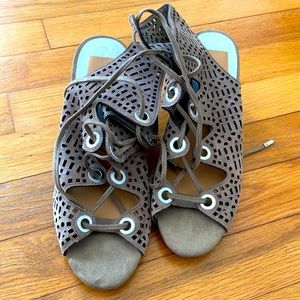 Dolce Vita tan lace up wedges